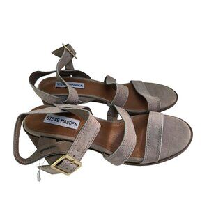 Steve Madden Raymee Strappy Neutral Beige Suede Sandals Size 7M